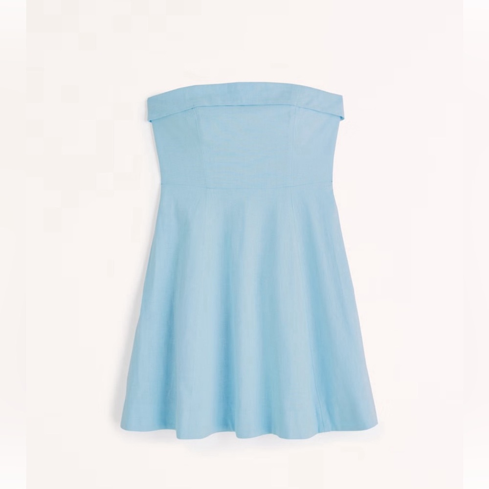 Strapless linen mini dress